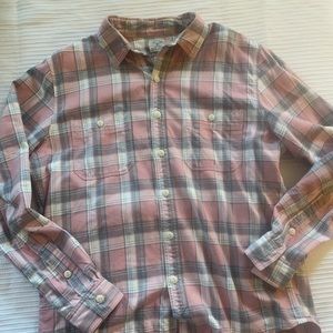 J Crew Pink and Grey Plaid Button Down
